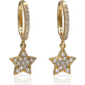 Pendientes Plata Chapada Oro Estrellas y Circonitas