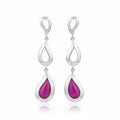 Pendientes Plata 925 Ojo de Gato Fucsia