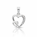 Colgante Oro Blanco 18Kl Corazones con Diamantes - 12x12mm