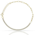 Pulsera Plata Chapada en Oro Circonitas y Eslabones