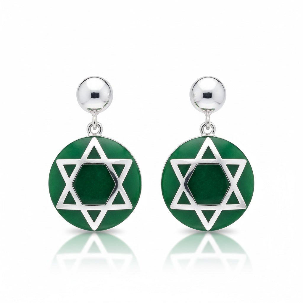 Pendientes Plata 925 Resina Verde - 16x25mm