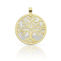 Colgante Plata Chapada en Oro Árbol de la Vida Nácar 25mm