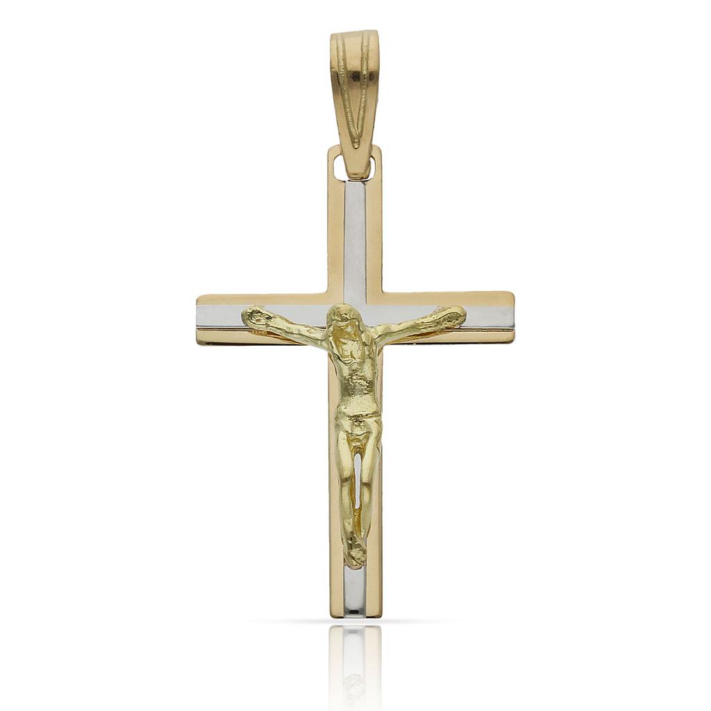 Cruz Oro 18KL Bicolor con Cristo - 18x27mm
