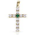 Cruz Oro 18KL con Piedra Verde y Circonitas - 17x23mm