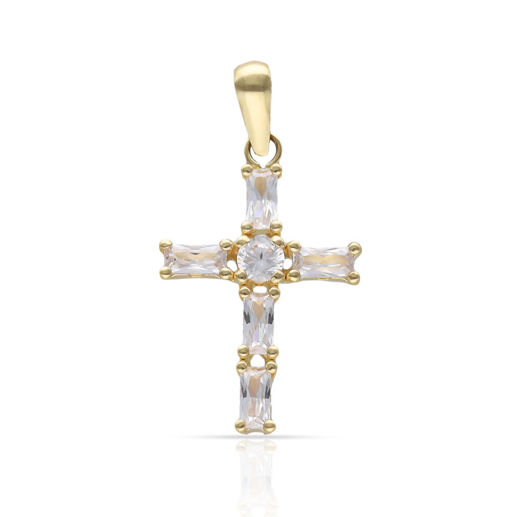 Cruz Oro 18KL con Circonitas - 13x18mm