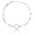 Pulsera Plata 925 Trébol + Eslabones