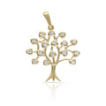 Colgante Oro 18K Árbol de la Vida Corazones y Circonitas