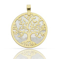 Colgante Plata Chapada en Oro Árbol de la Vida Nácar 30mm