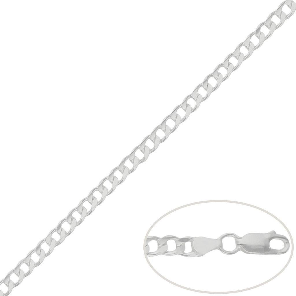 Cadena Plata 925 Barbada Maciza 3x1 - 5mm