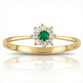 Sortija Oro 18K Rosetón Esmeralda + Circonitas