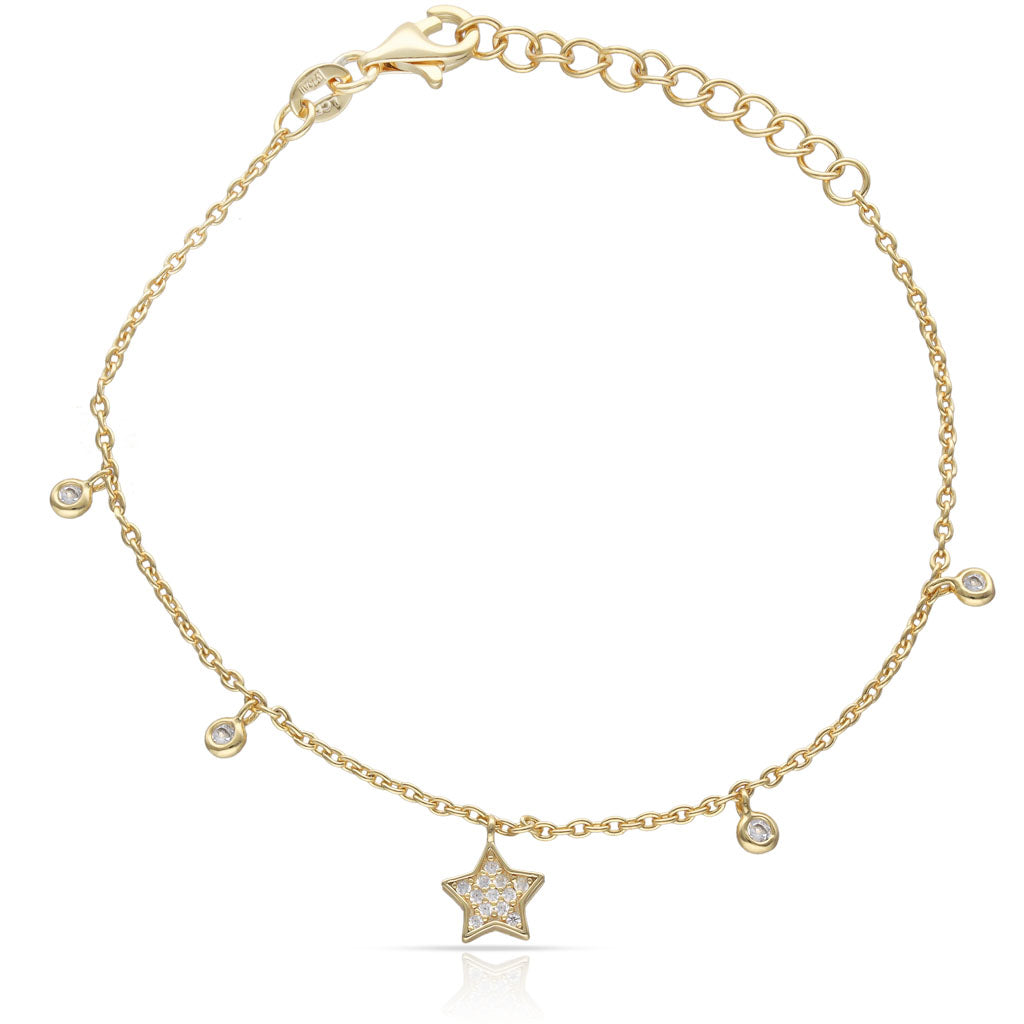 Pulsera Plata Chapada en Oro Estrella y Circonitas
