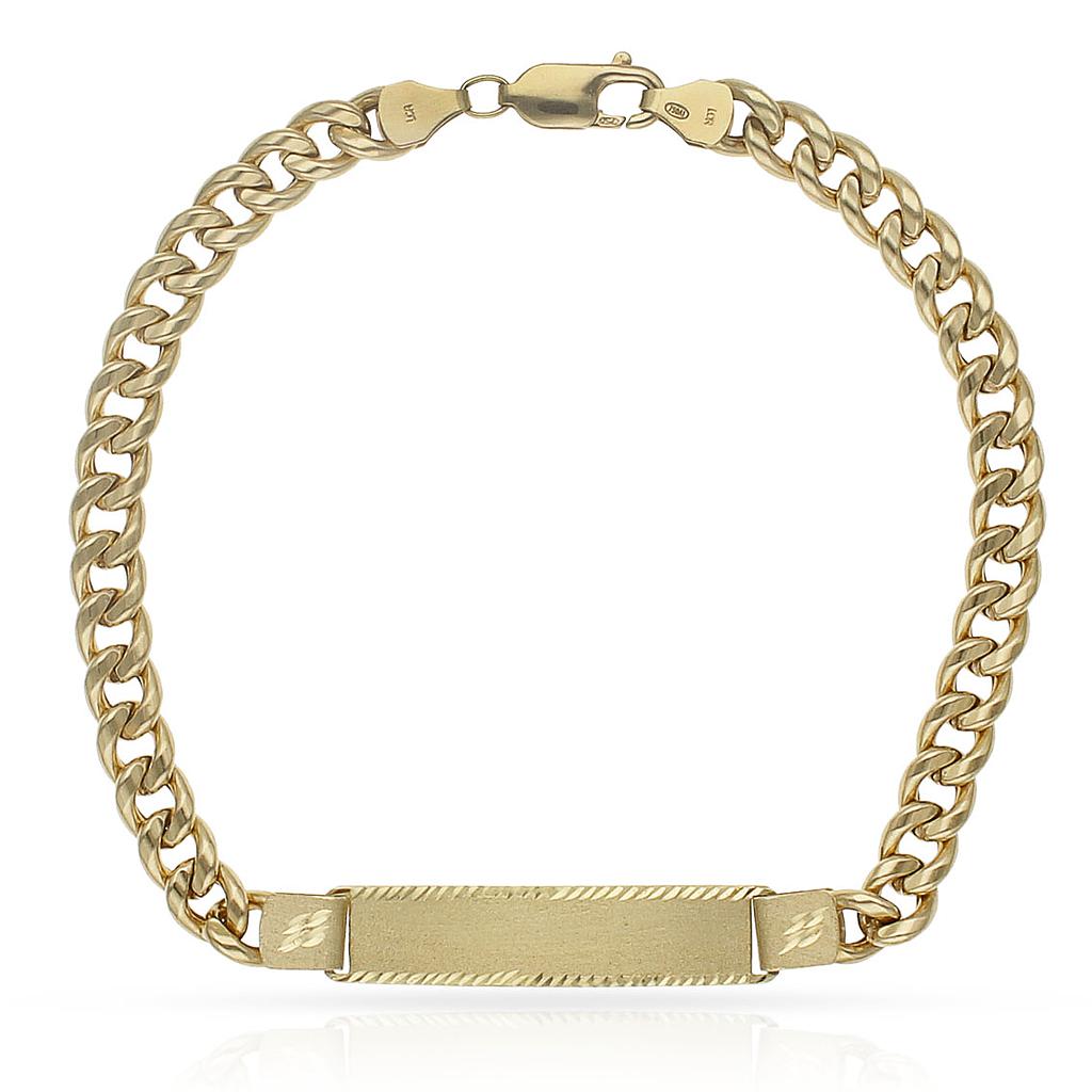 Pulsera Oro 18KL Hueca Barbada Placa
