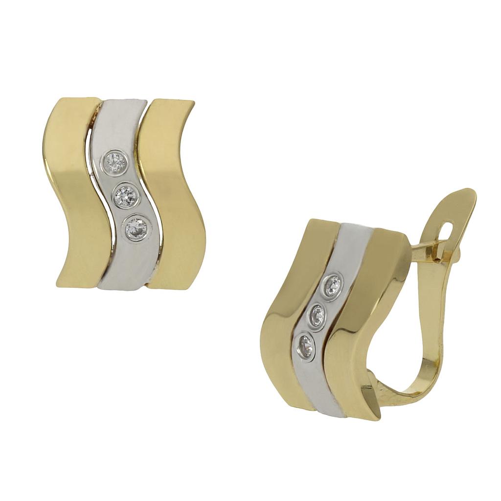 Pendientes Oro 18Kl Bicolor Circonitas 8x10mm