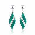 Pendientes Plata 925 Resina Verde - 11x39mm