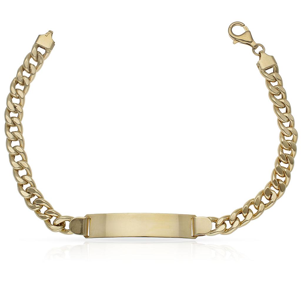 Pulsera Oro 18KL Hueca Barbada Placa