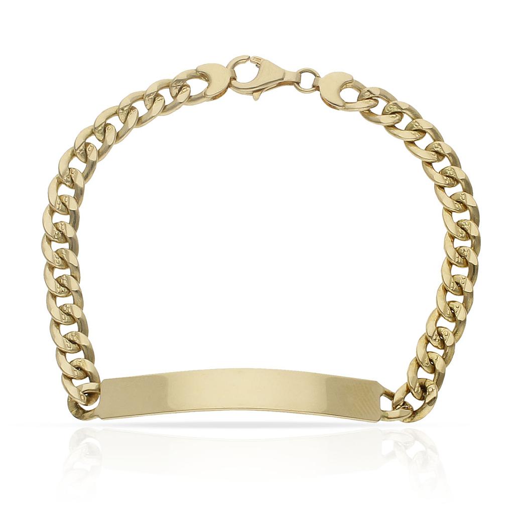Pulsera Oro 18KL Barbada Fundida Placa