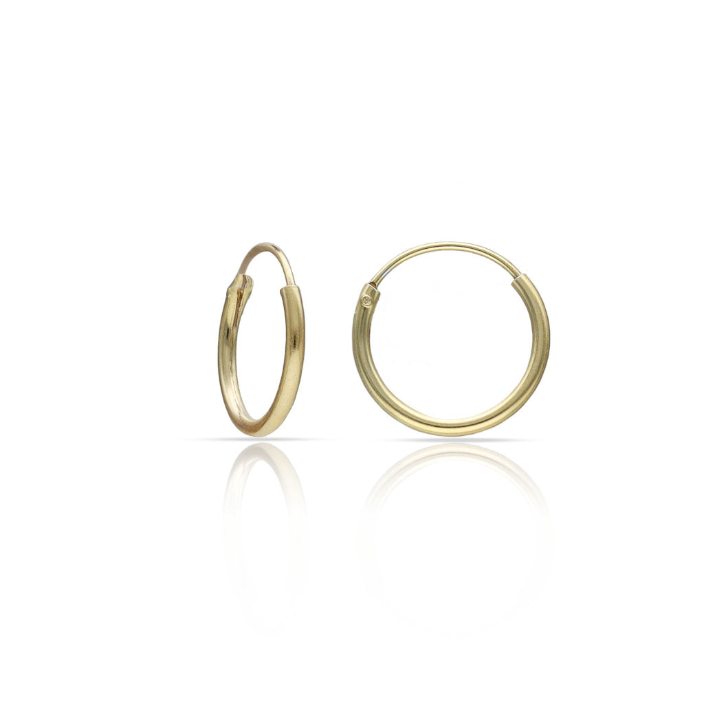 Aros Tubo Plata Chapada Oro 10mm
