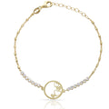 Pulsera Plata Chapada en Oro Círculo Corazones