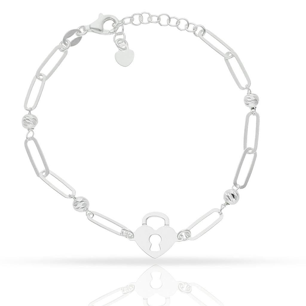 Pulsera Plata 925 Candado + Bolas