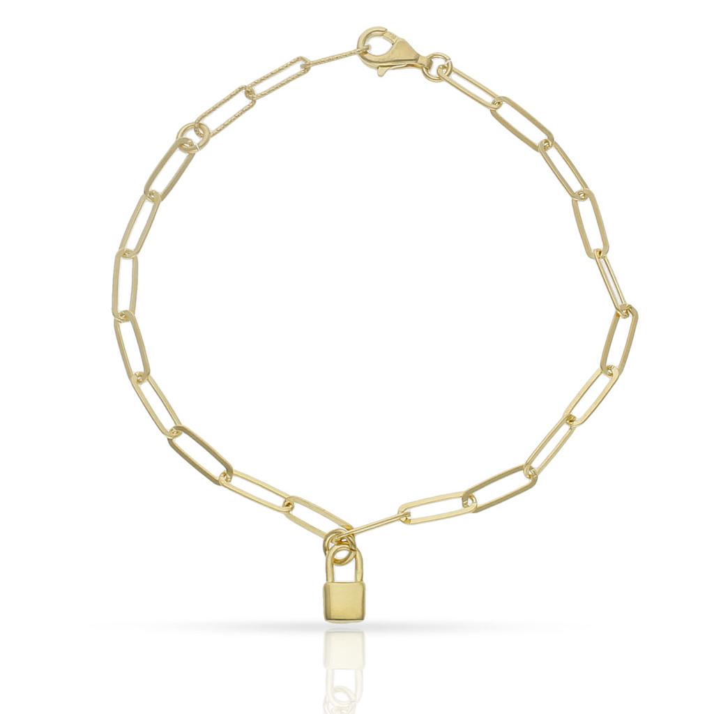 Pulsera Plata Chapada en Oro Candado