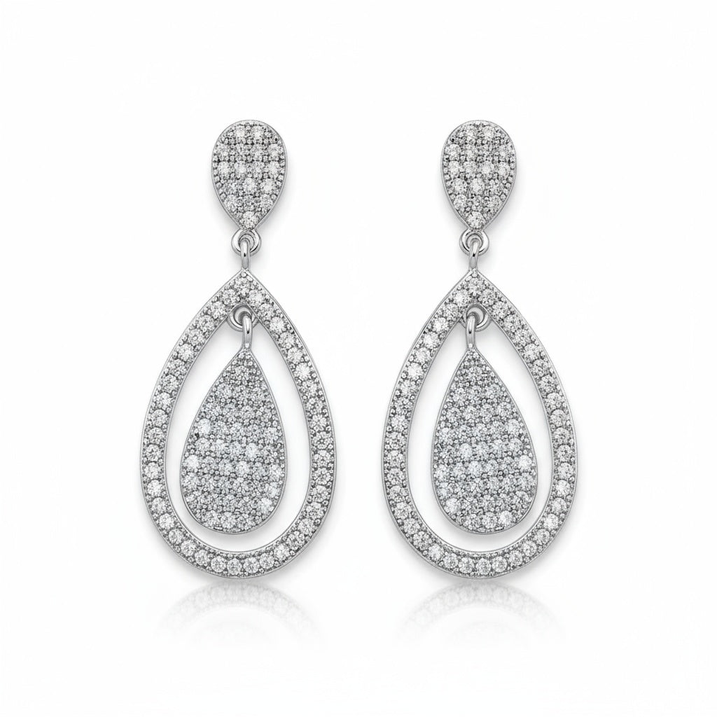 Pendientes Plata 925mm Lágrima Circonitas