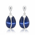Pendientes Plata 925 Ojo de Gato Azul - 14x29mm