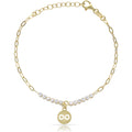 Pulsera Plata Chapada en Oro Infinito y Circonitas