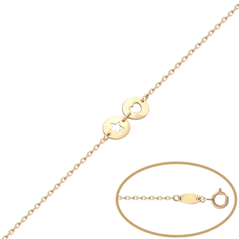 Pulsera Estrella + Corazón Oro 18Kl