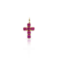 Cruz Oro 18KL con Piedras Rojas - 6,50x10mm