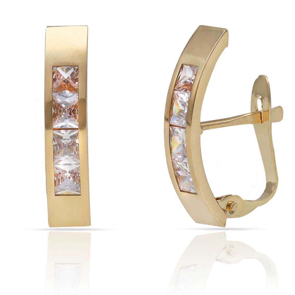 Pendientes Oro 18K Circonitas 4x18mm