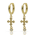 Aros Plata Chapada Oro Cruz con Circonitas 4mm