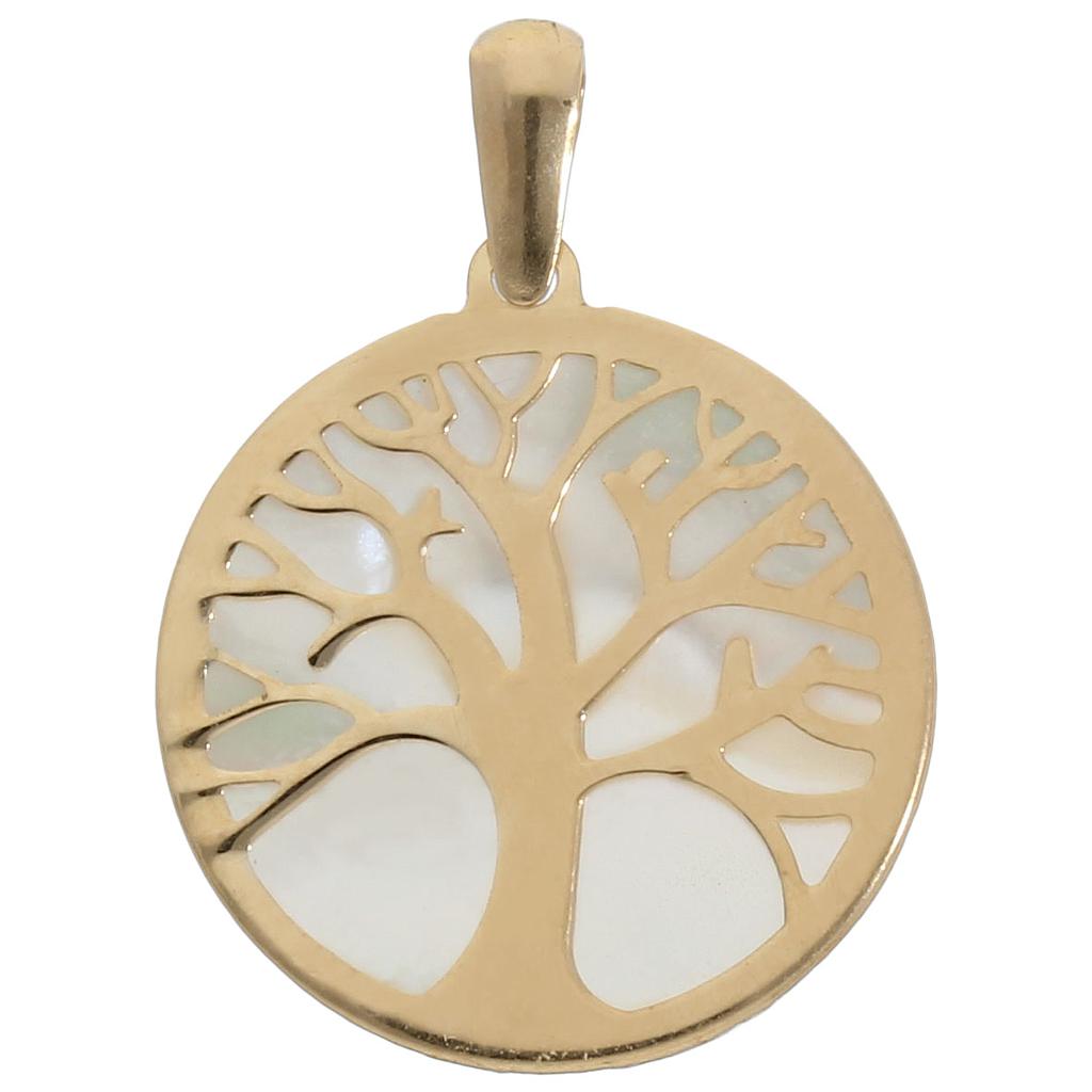 Colgante Oro 18K Árbol de la Vida Nácar 20mm