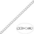 Cadena Plata 925 Barbada Maciza Plana 6mm