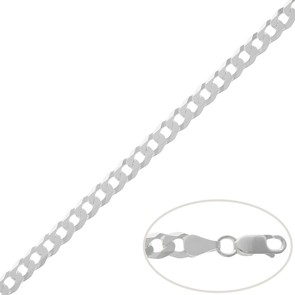 Cadena Plata 925 Barbada Maciza Plana 6mm