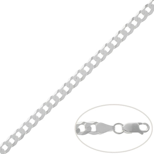 Cadena Plata 925 Barbada Maciza Plana 6mm