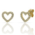 Pendientes Plata Chapada Oro Corazón con Circonitas 9x8mm