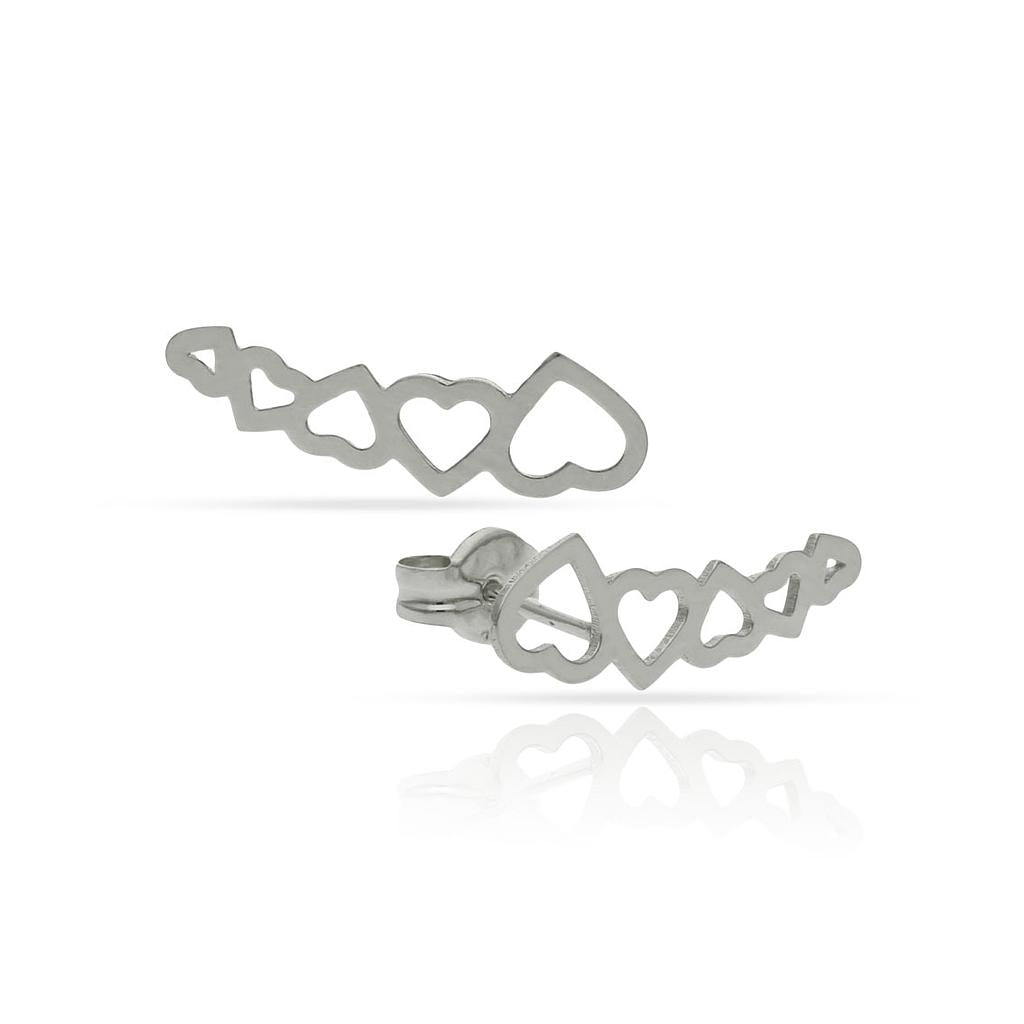 Pendientes Plata 925mm Trepadores Corazones - 5x16mm