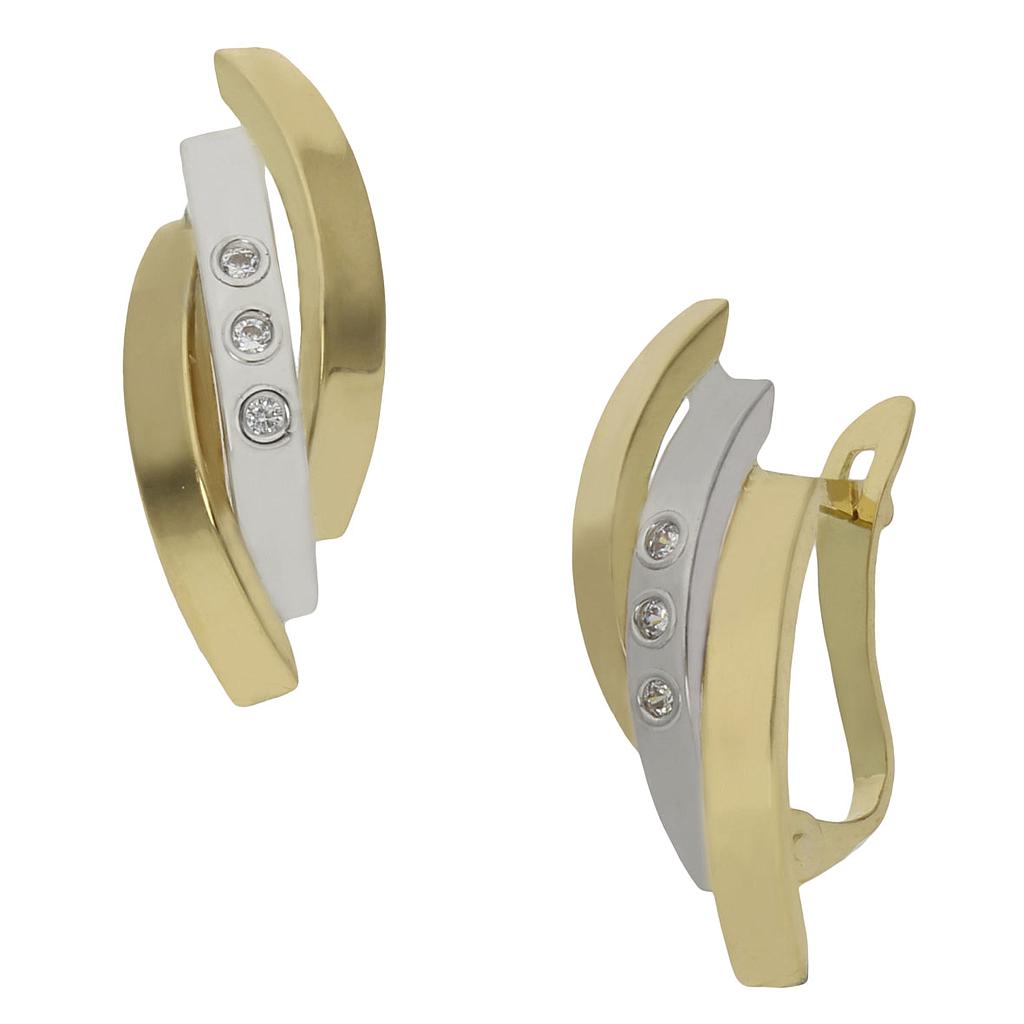 Pendientes Oro 18Kl Bicolor Circonitas 7x19mm