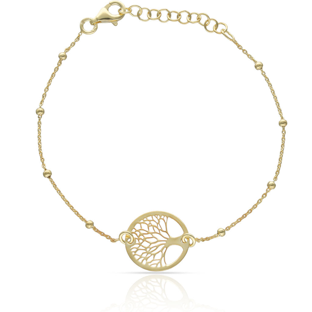 Pulsera Plata Chapada en Oro Árbol de la Vida