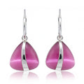 Pendientes Plata 925 Ojo de Gato Fucsia - 21x35mm