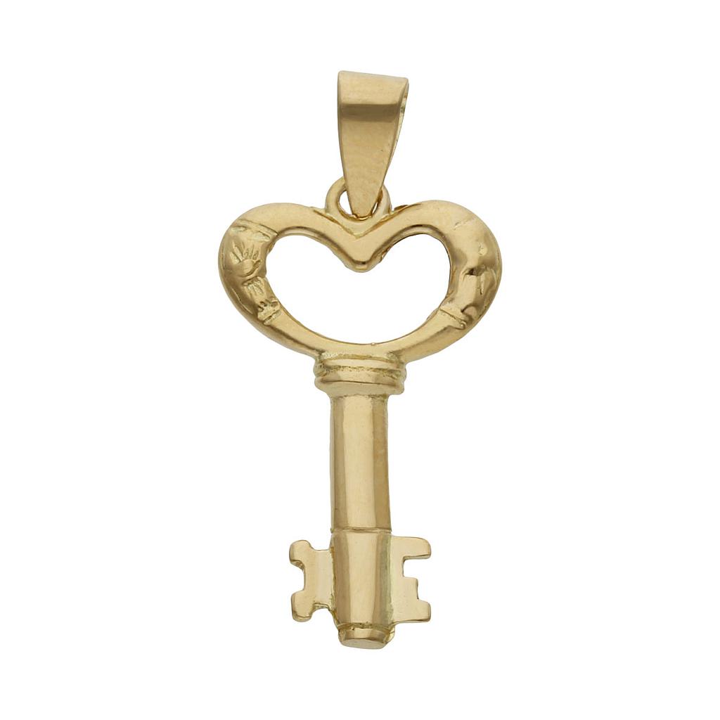Colgante Oro 18K Llave Corazón