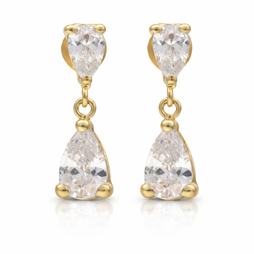 Pendientes Oro 18Kl Circonitas Lágrima 5x15mm