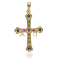 Colgante Oro 18K Cruz Asturiana con Piedras