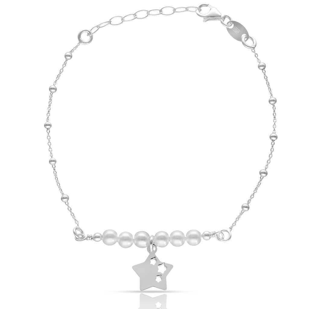 Pulsera Plata 925 Estrella + Perlas