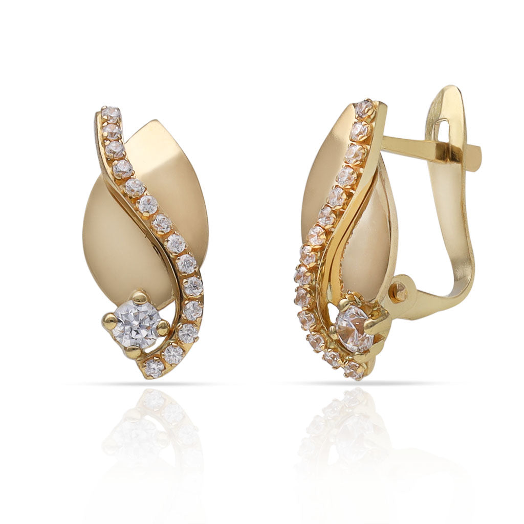 Pendientes Oro 18K Ondas Circonitas