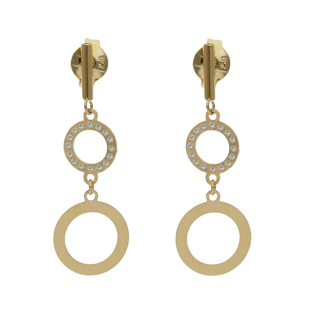 Pendientes Oro 18Kl con Circonitas Motivos Redondos - 8x24mm