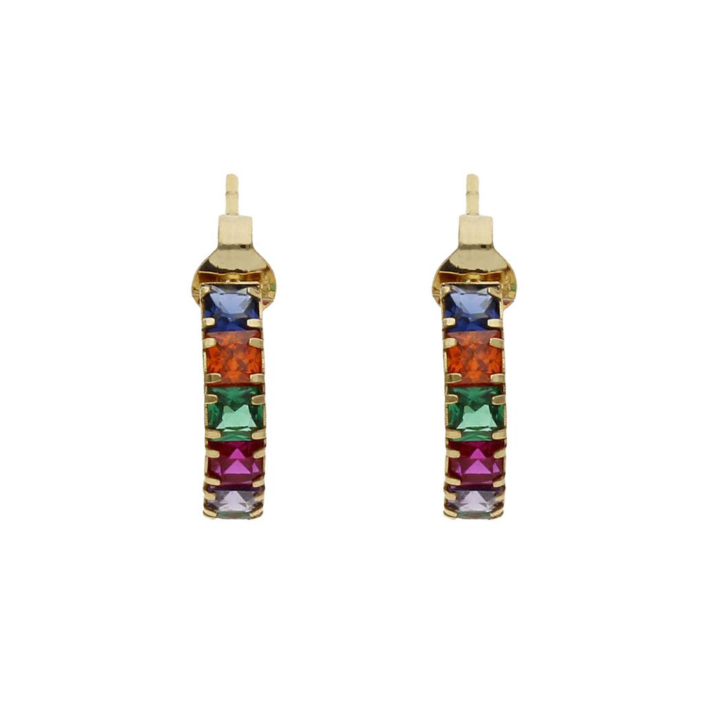 Aros Abiertos Oro 18KL con Piedras de Colores - 5mm