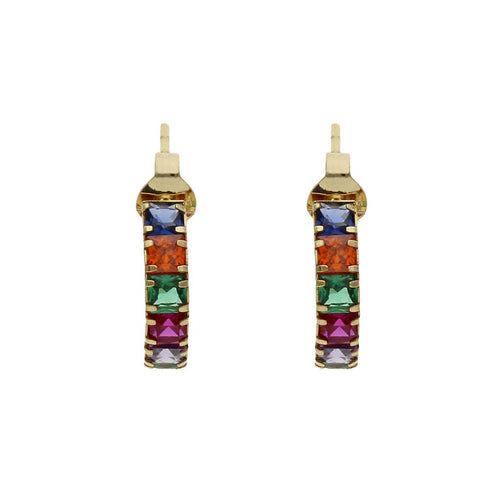 Aros Abiertos Oro 18KL con Piedras de Colores - 5mm