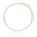 Pulsera Plata Chapada en Oro Bolas y Perlas