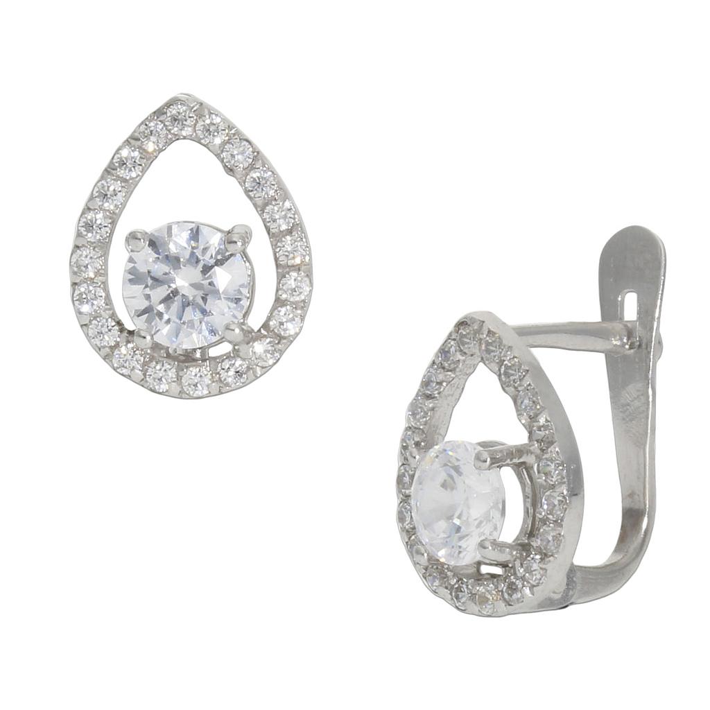 Pendientes Oro Blanco 18K Circonitas